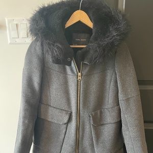 zara wool jacket gray
